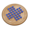 Solid Wood Solitaire w/ Blue Glass Marbles - 9" Diam.